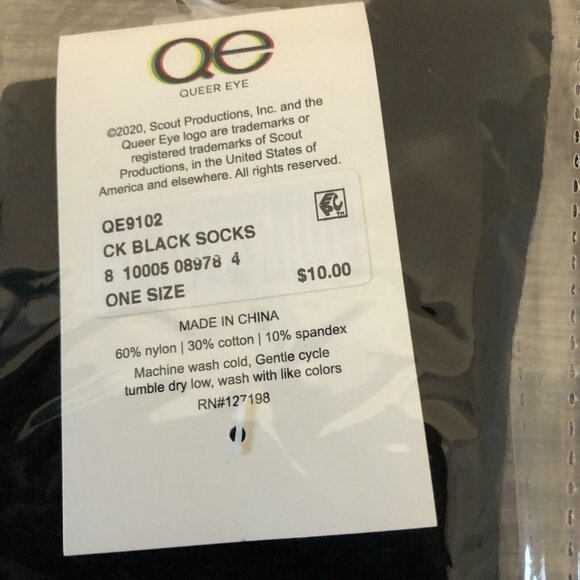 Queer Eye Choose Kindness Crew Socks 2 Pair One Black And One White - Picture 3 of 6